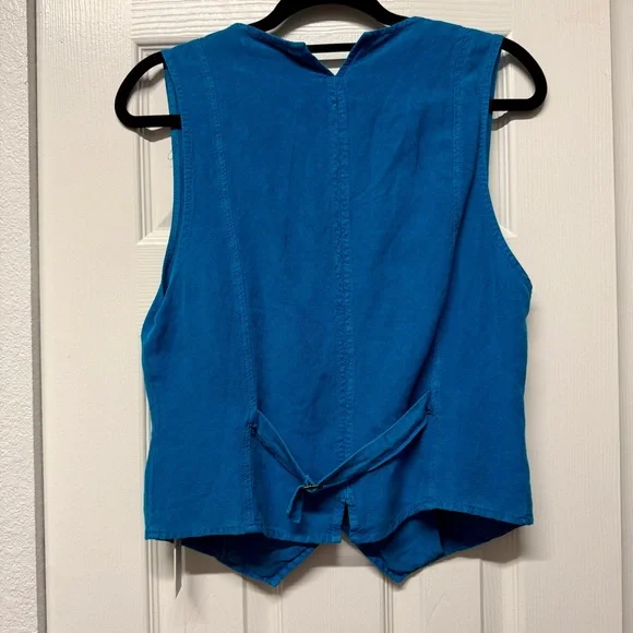 Young Fabulous & Broke| NWT Women’s Size large Linen Blend Cerulean Blue Vest - Picture 2 of 8